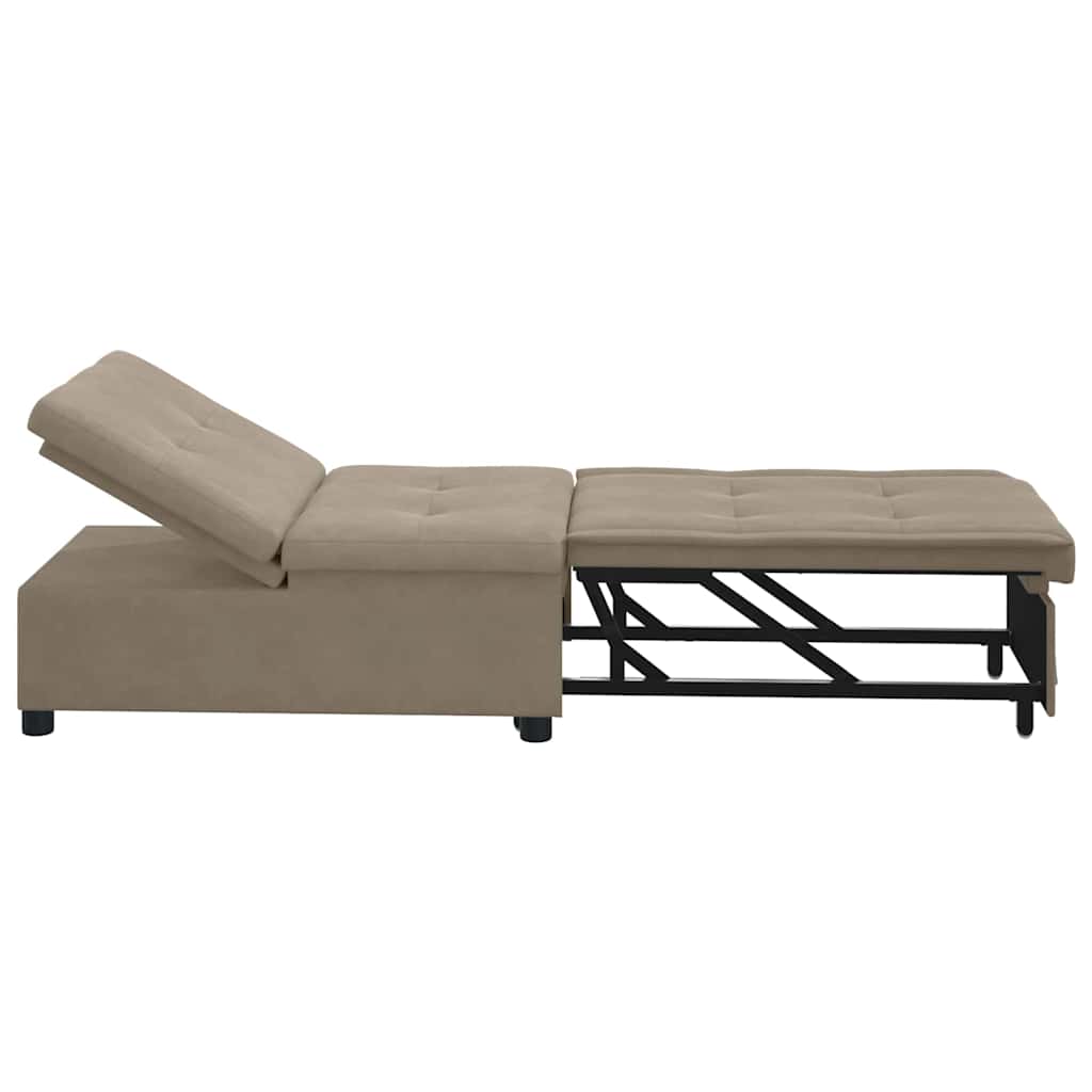 Sofa Bed with Cushion Taupe 67 x 194 x 82 cm Plywood