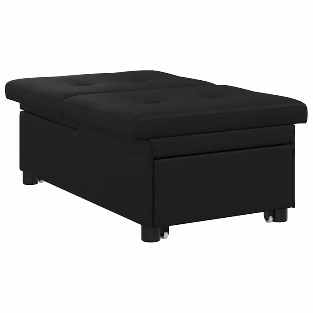 Sofa Bed with Cushion Black 67 x 194 x 82 cm Plywood