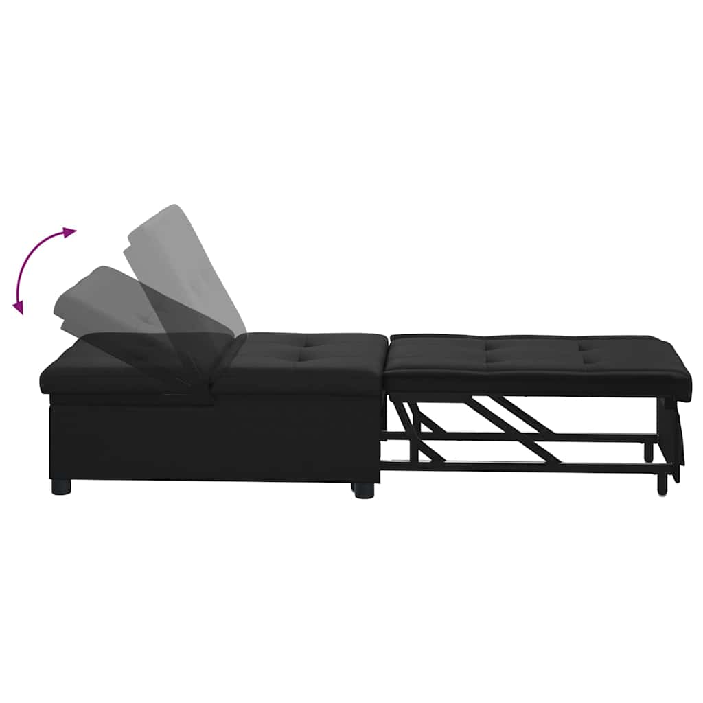 Sofa Bed with Cushion Black 67 x 194 x 82 cm Plywood