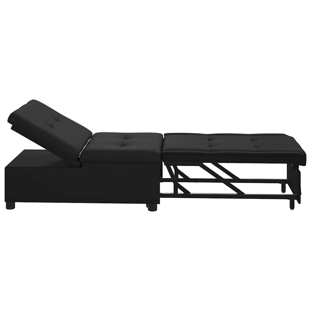 Sofa Bed with Cushion Black 67 x 194 x 82 cm Plywood