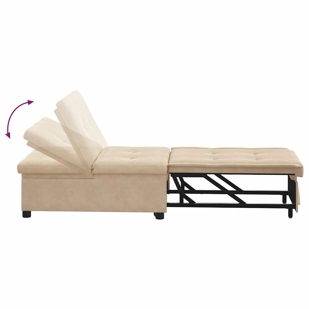 Sofa Bed with Cushion Cream 67 x 194 x 82 cm Microfibre fabric