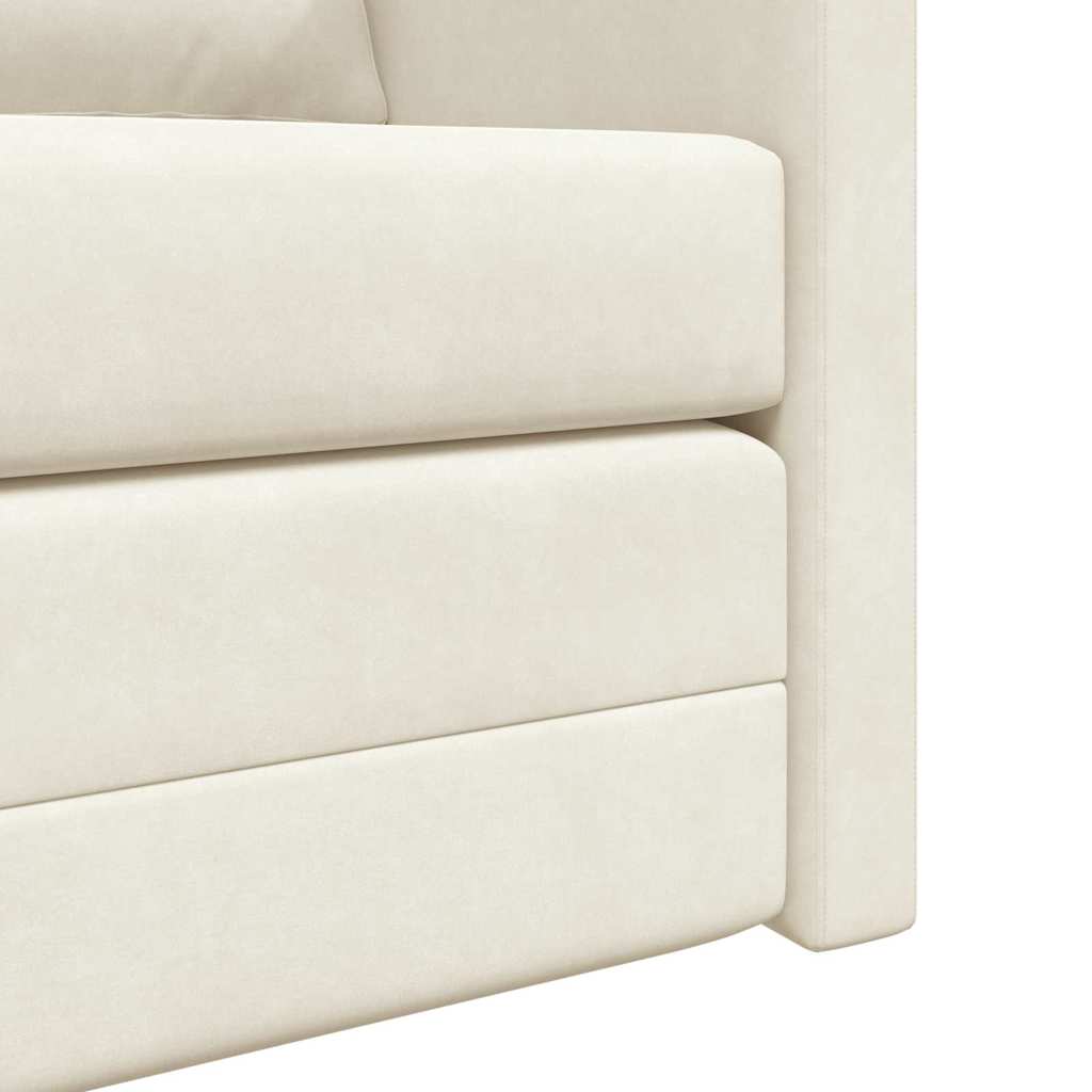 Floor Sofa Bed with Cushion Cream 122 x 70 x 60 cm Velvet