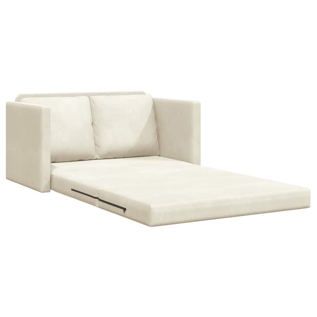 Floor Sofa Bed with Cushion Cream 122 x 70 x 60 cm Velvet