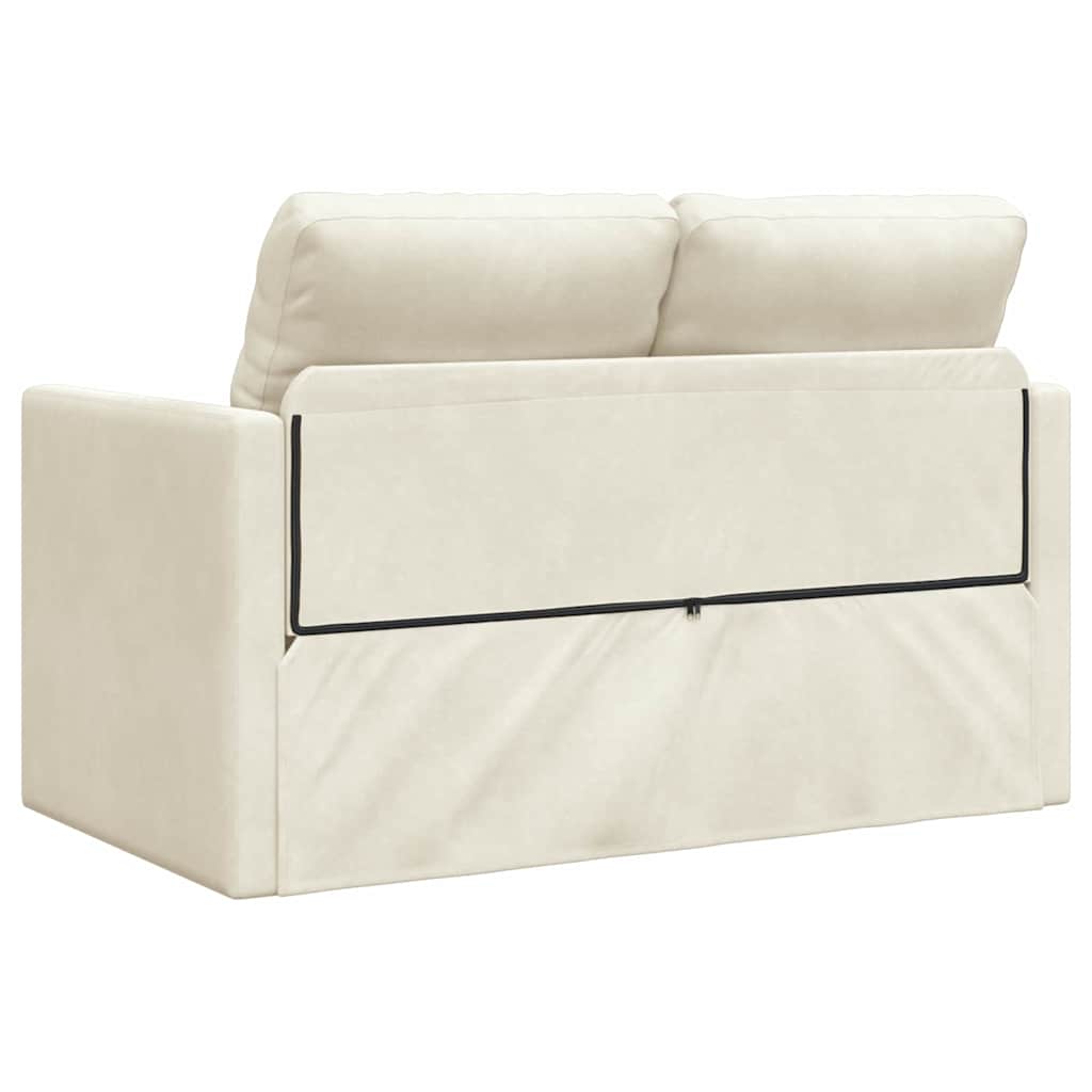 Floor Sofa Bed with Cushion Cream 122 x 70 x 60 cm Velvet