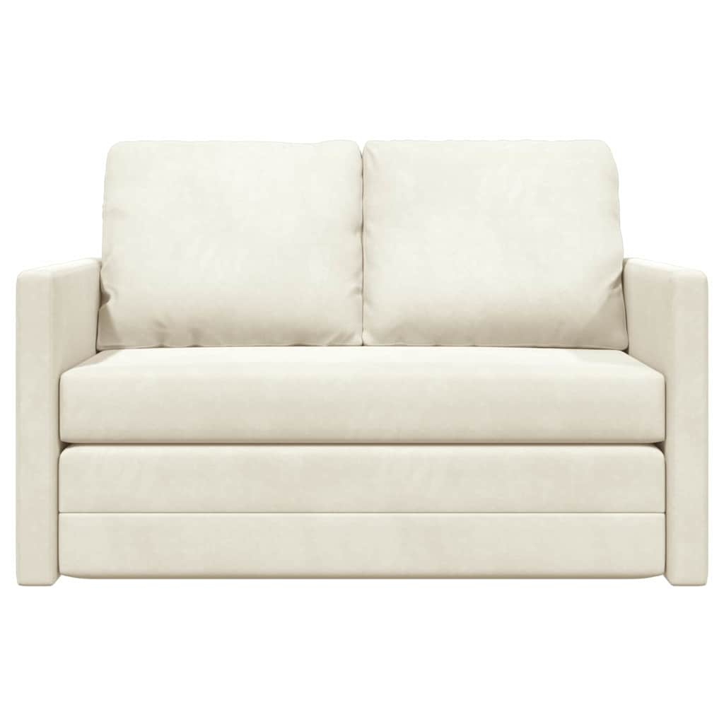 Floor Sofa Bed with Cushion Cream 122 x 70 x 60 cm Velvet