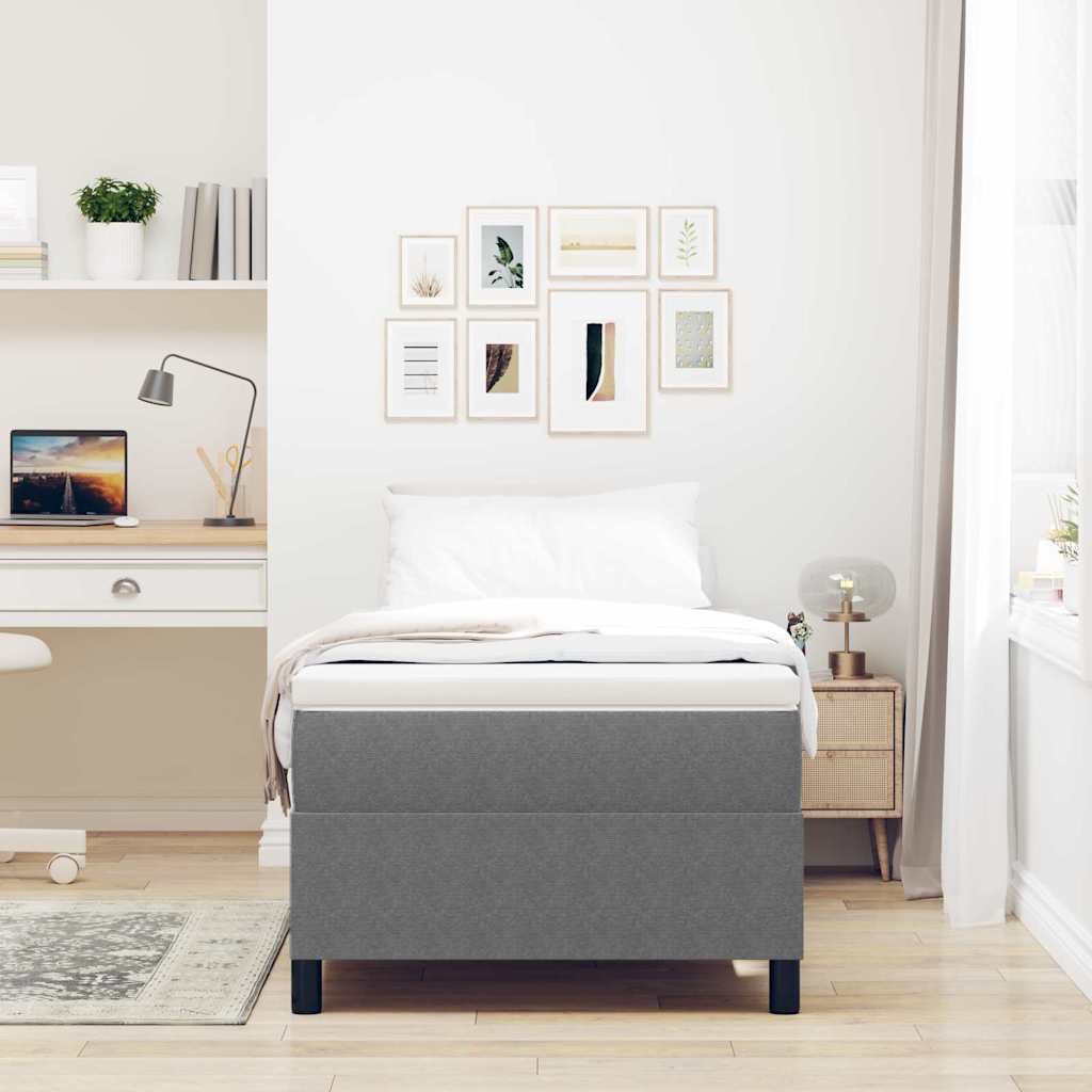 Box Spring Bed Light grey 90 x 190 cm Corduroy fabric