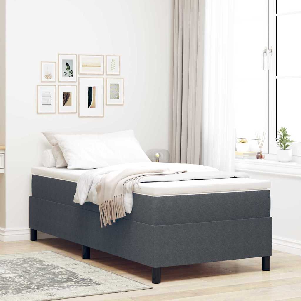 Box Spring Bed Dark grey 90 x 190 cm Corduroy fabric