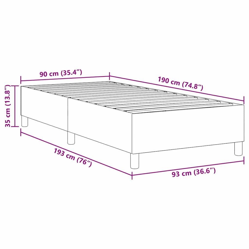 Box Spring Bed Dark grey 90 x 190 cm Corduroy fabric