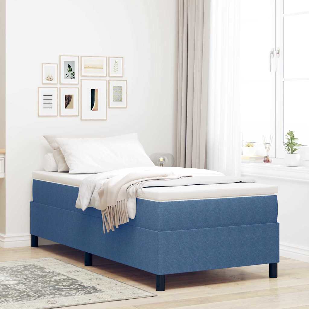 Box Spring Bed Blue 90 x 200 cm Corduroy fabric