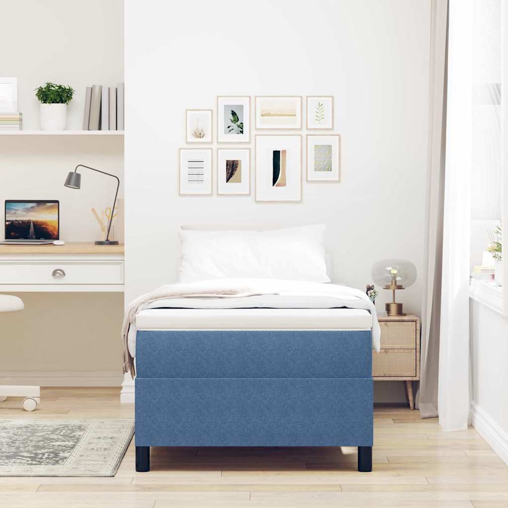 Box Spring Bed Blue 90 x 200 cm Corduroy fabric