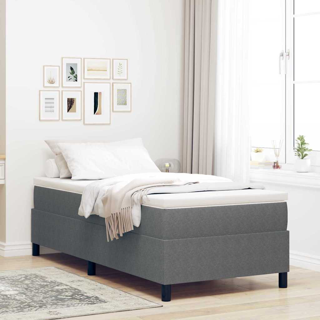 Box Spring Bed Light grey 100 x 200 cm Corduroy fabric