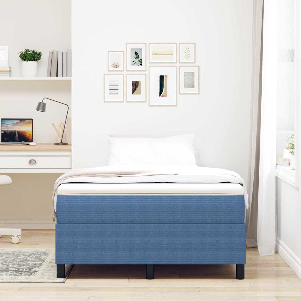 Box Spring Bed Blue 120 x 200 cm Corduroy fabric