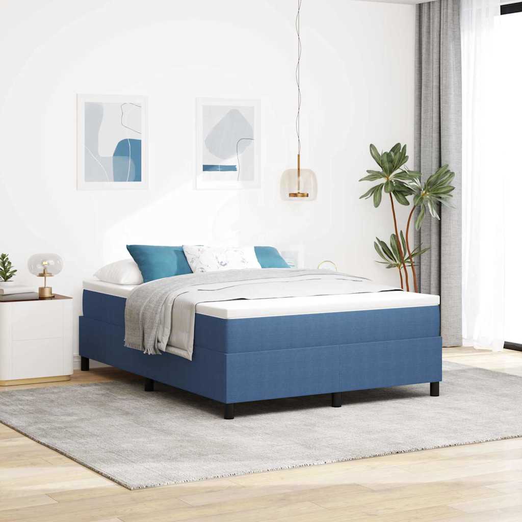 Box Spring Bed Blue 140 x 190 cm Corduroy fabric