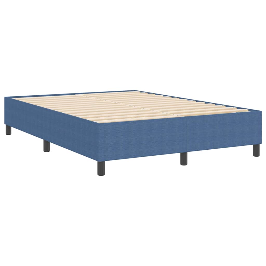 Box Spring Bed Blue 140 x 190 cm Corduroy fabric