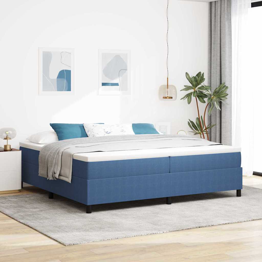 Box Spring Bed Blue 200 x 200 cm Corduroy fabric