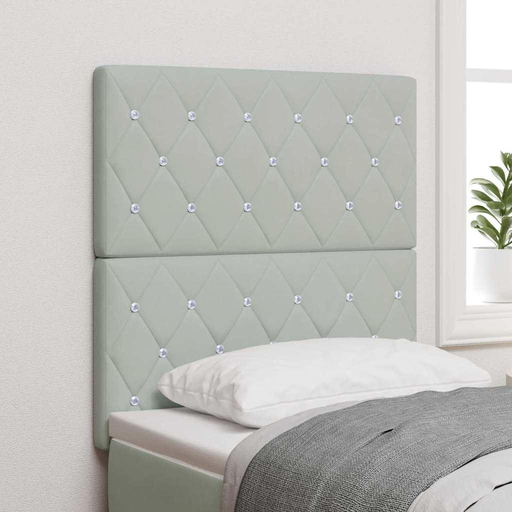 Velvet Headboard Argyle with Headboard Light grey 80 cm Velvet