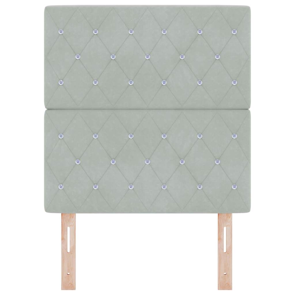 Velvet Headboard Argyle with Headboard Light grey 80 cm Velvet