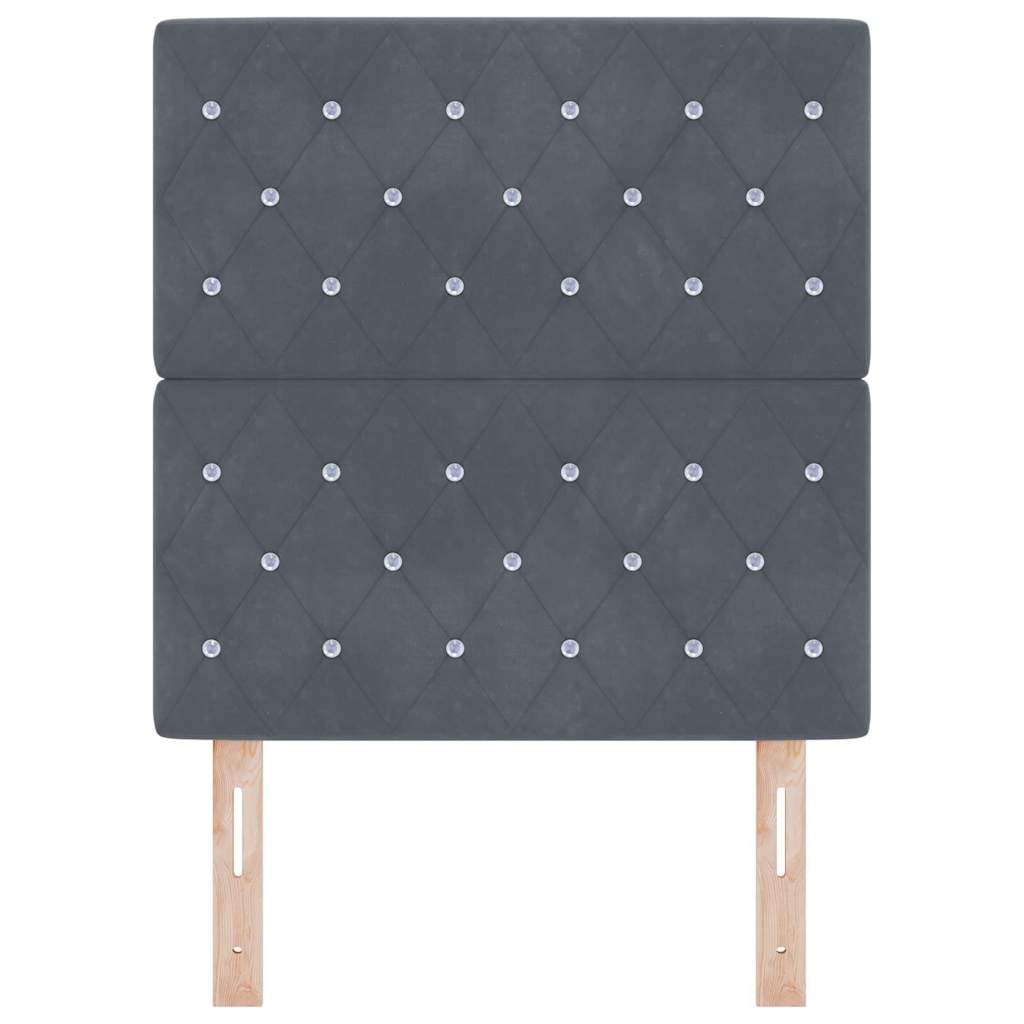 Velvet Headboard Argyle with Headboard Dark grey 80 cm Velvet