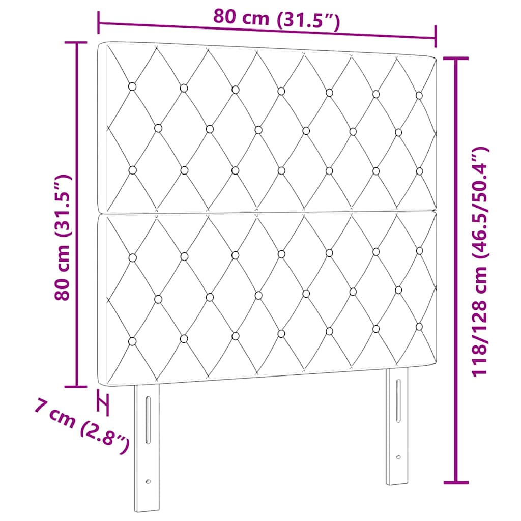 Velvet Headboard Argyle with Headboard Dark grey 80 cm Velvet