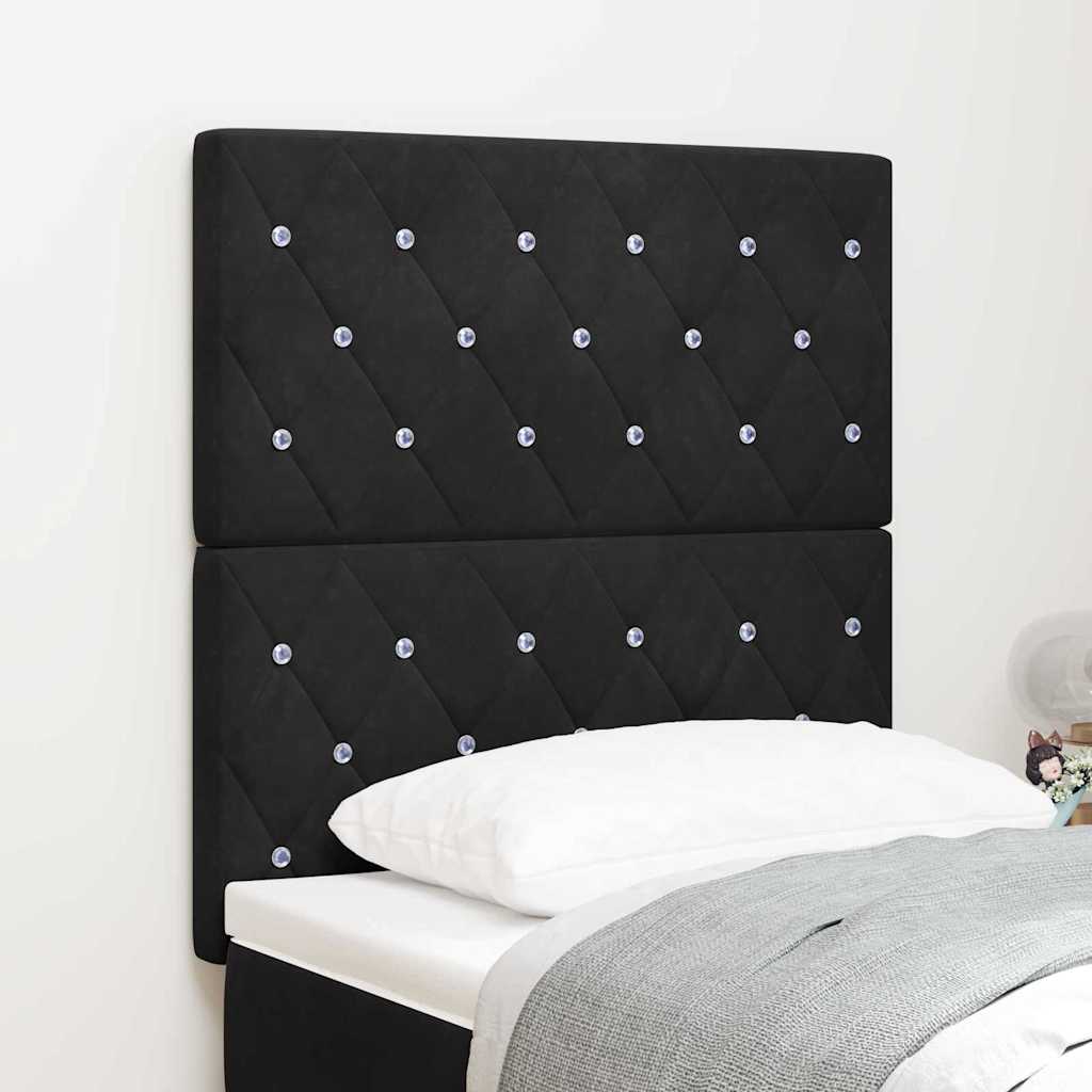 Velvet Headboard Argyle with Headboard Black 80 cm Velvet