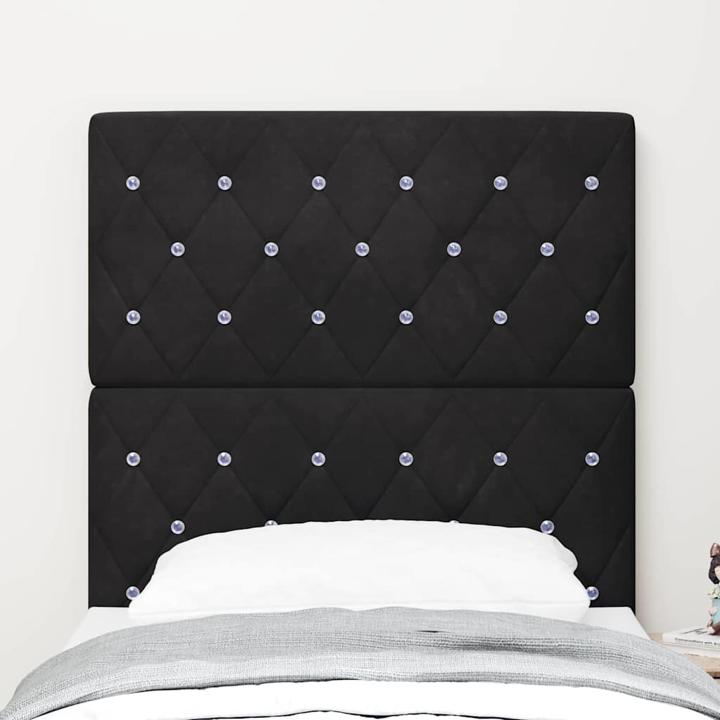 Velvet Headboard Argyle with Headboard Black 80 cm Velvet