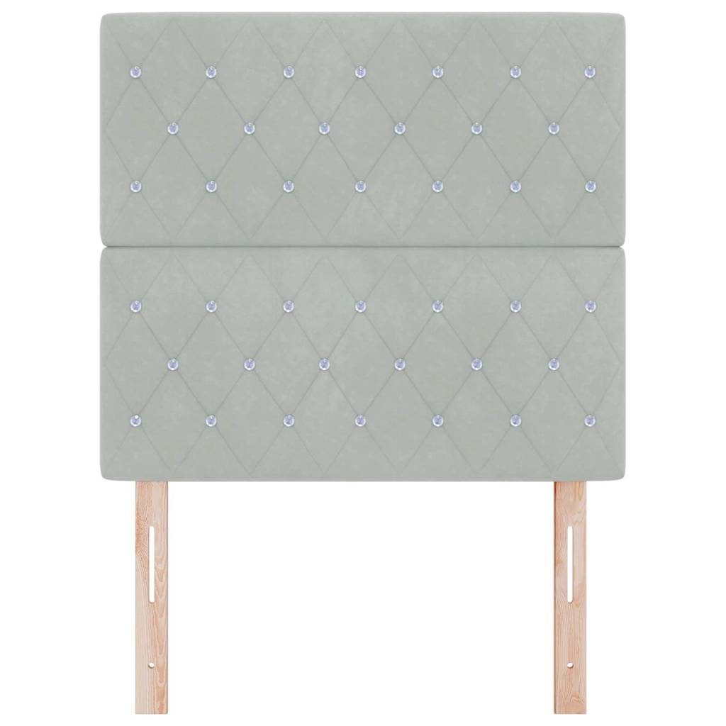 Velvet Headboard Argyle with Headboard Light grey 90 cm Velvet