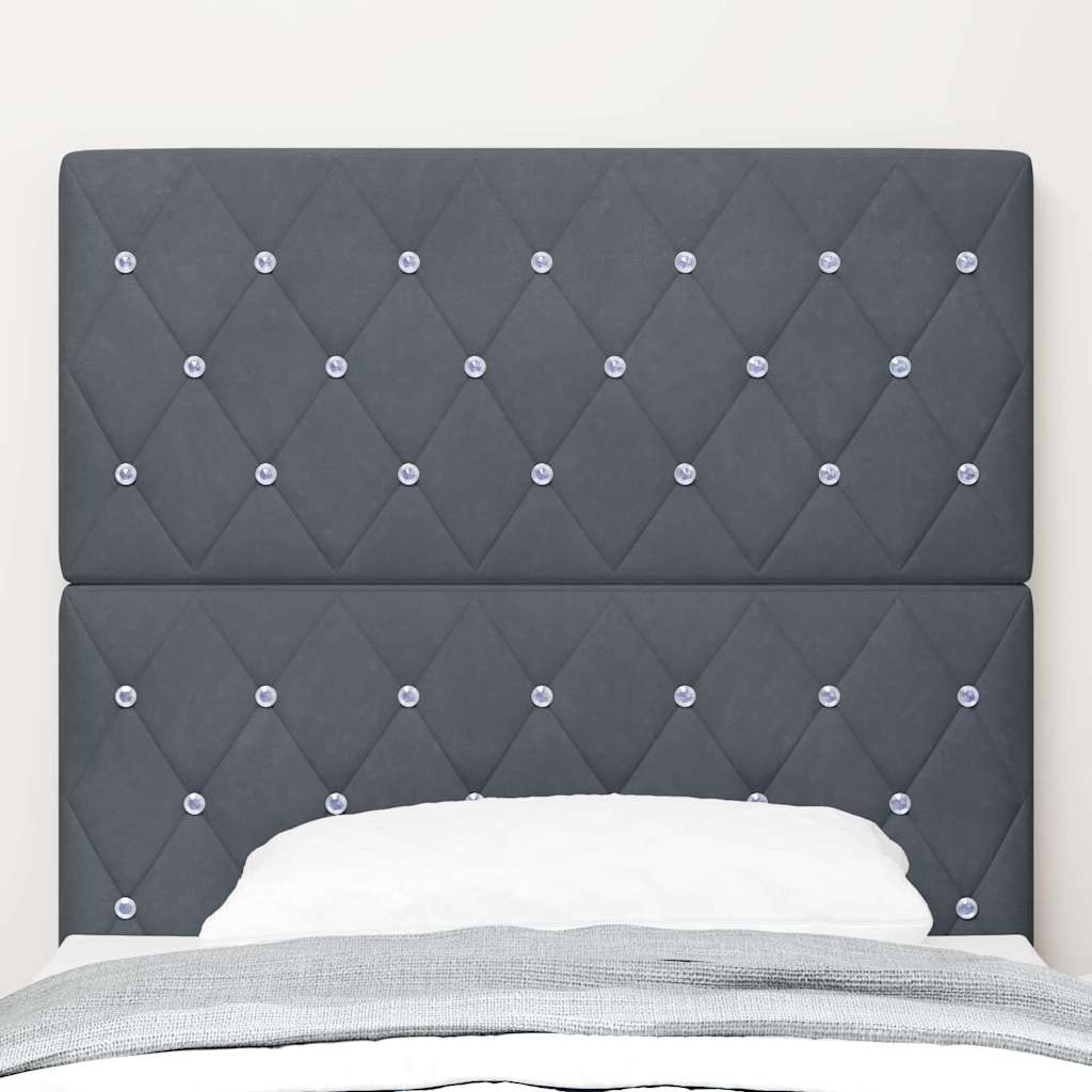 Velvet Headboard Argyle with Headboard Dark grey 90 cm Velvet