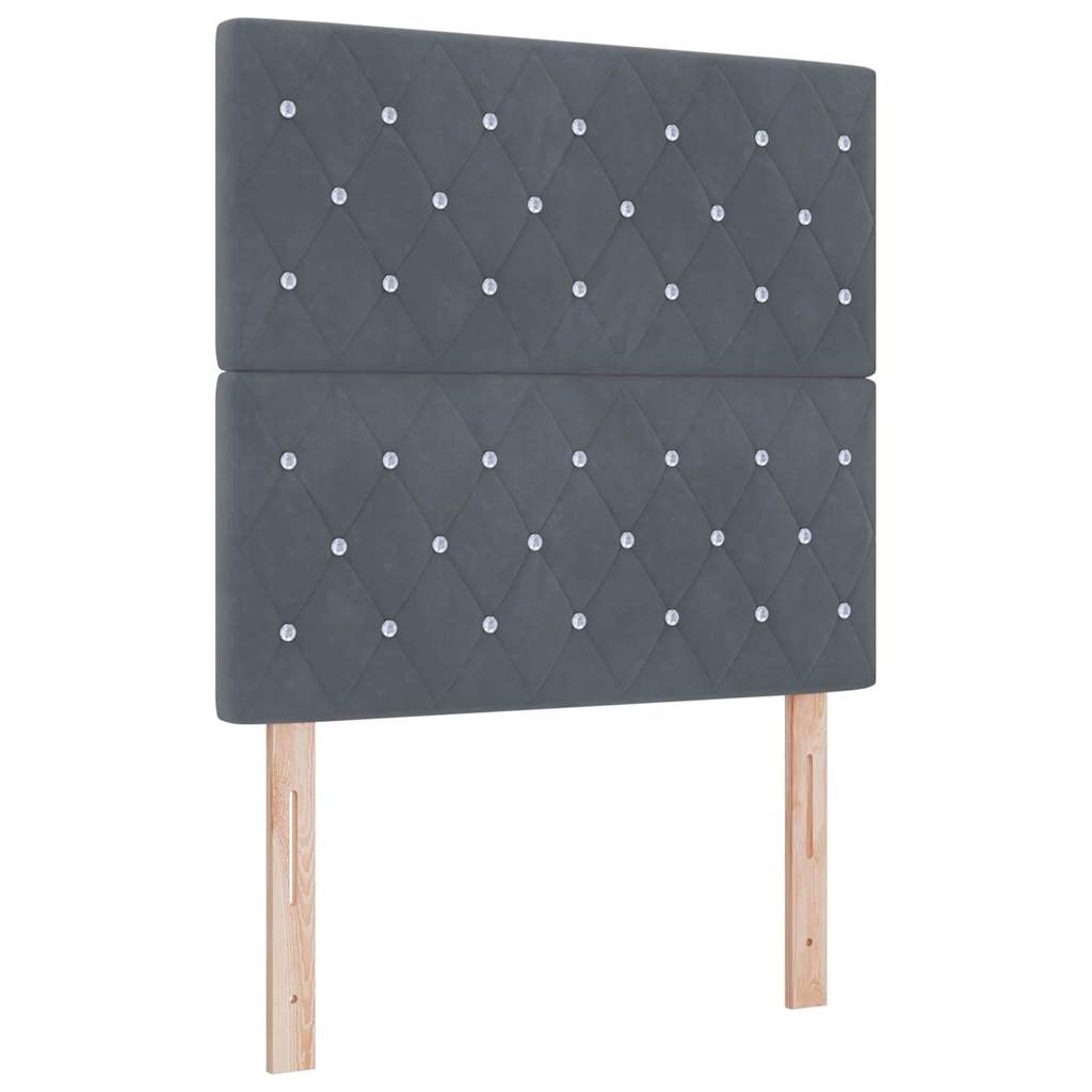 Velvet Headboard Argyle with Headboard Dark grey 90 cm Velvet