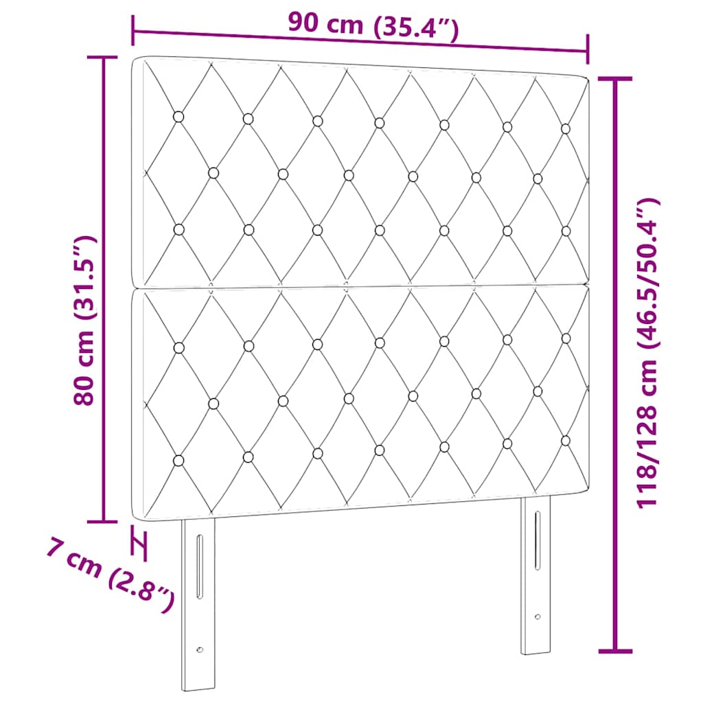 Velvet Headboard Argyle with Headboard Dark grey 90 cm Velvet