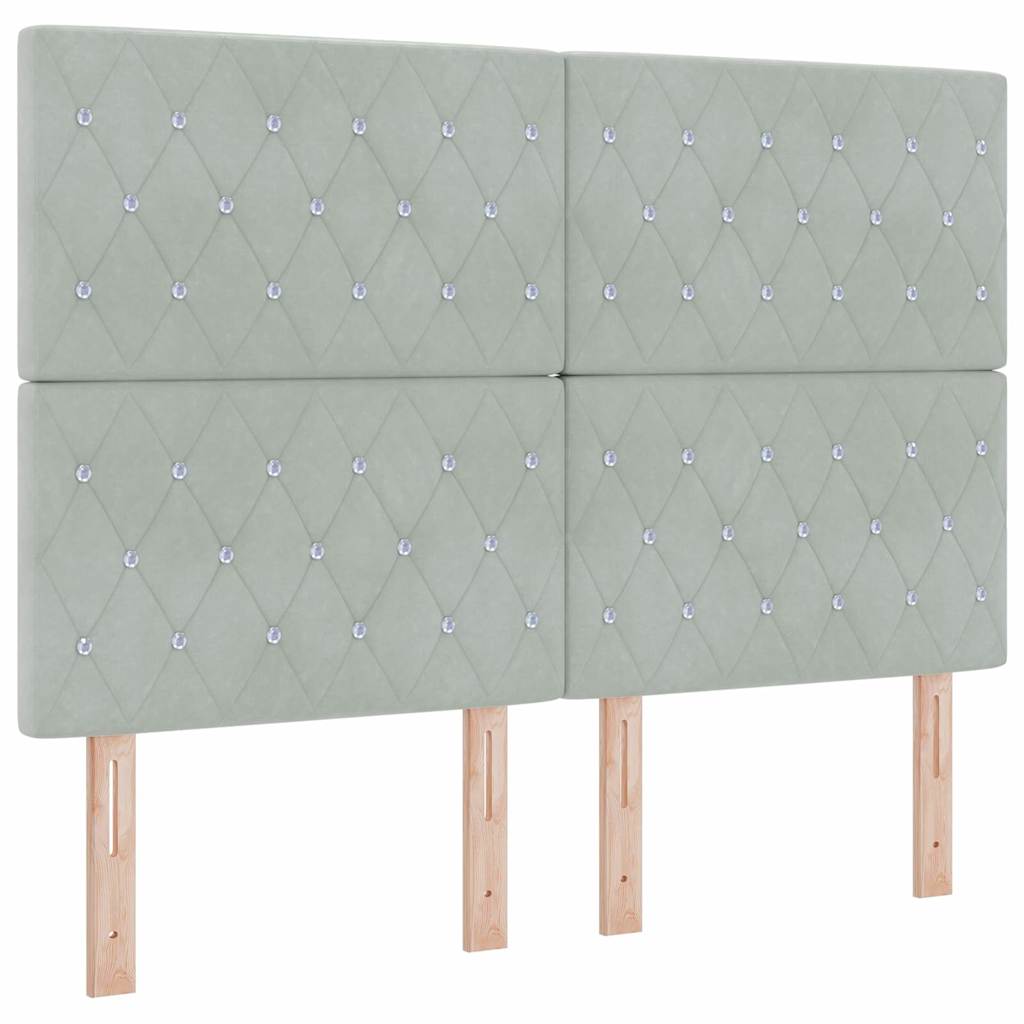 Velvet Headboard Argyle with Headboard Light grey 140 cm Velvet
