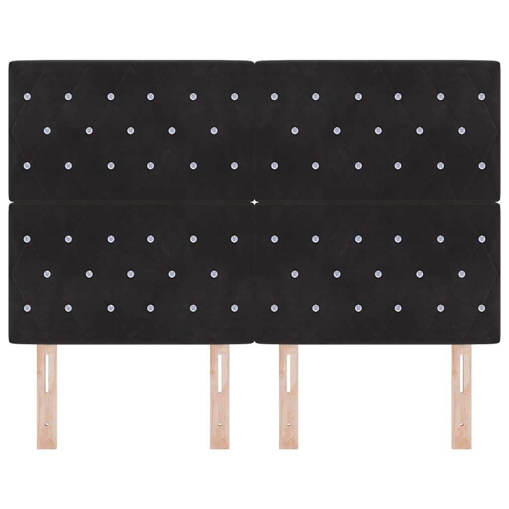 Velvet Headboard Argyle with Headboard Black 140 cm Velvet