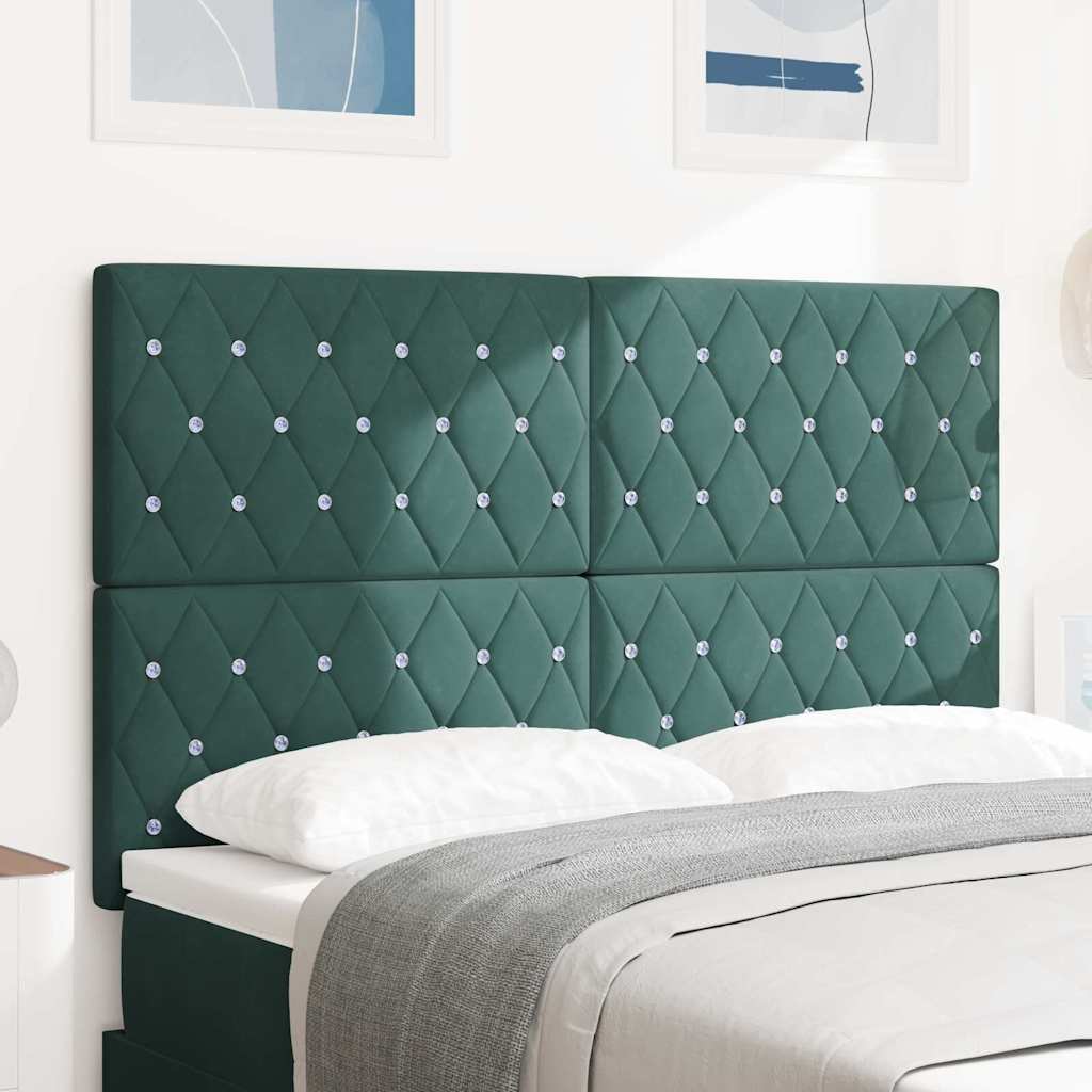 Velvet Headboard Argyle with Headboard Dark green 140 cm Velvet