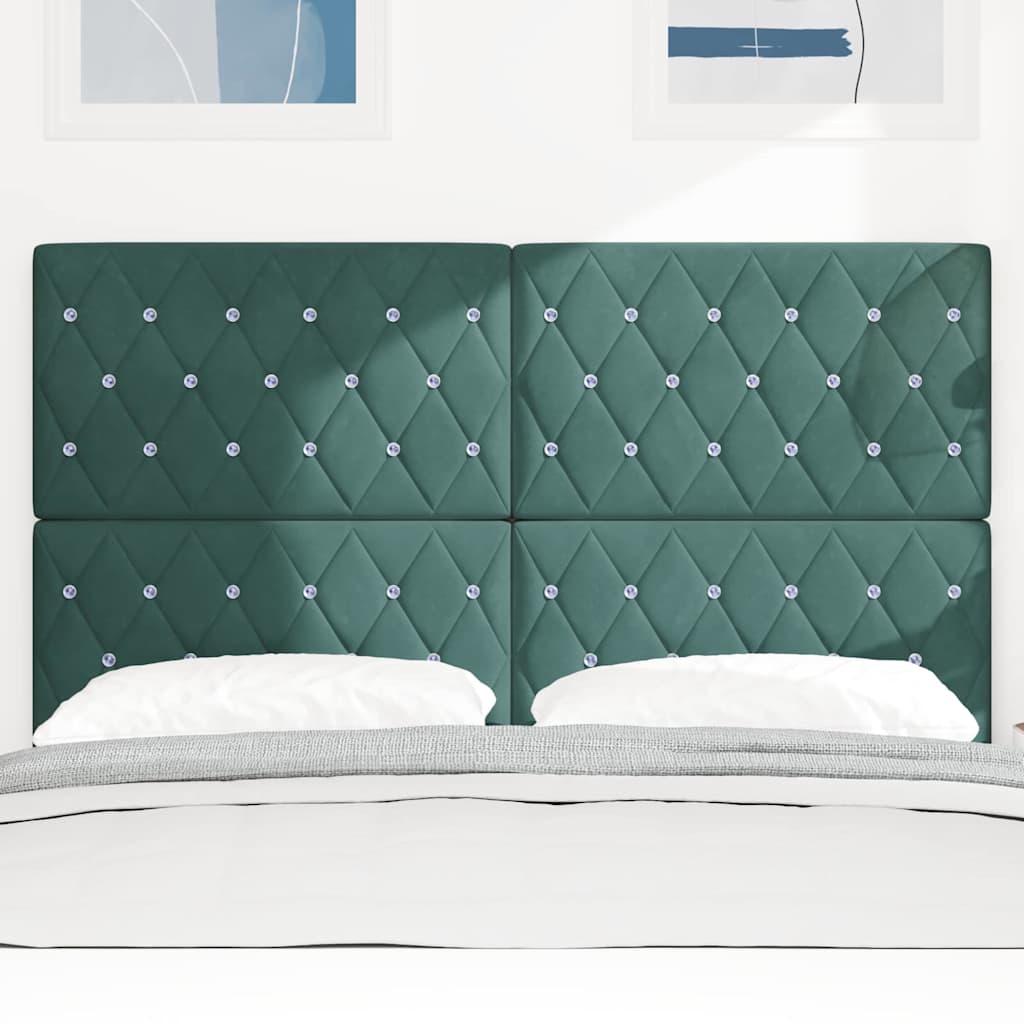 Velvet Headboard Argyle with Headboard Dark green 140 cm Velvet