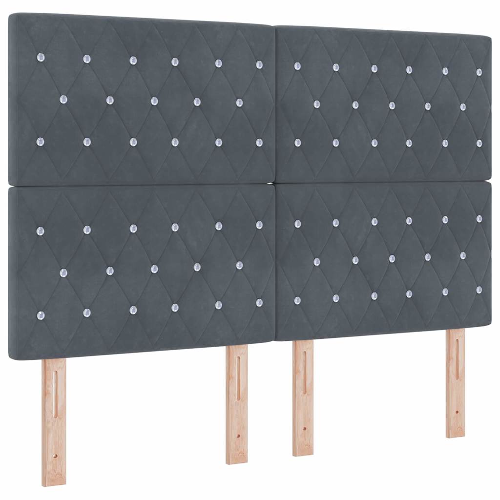 Velvet Headboard Argyle with Headboard Dark grey 160 cm Velvet