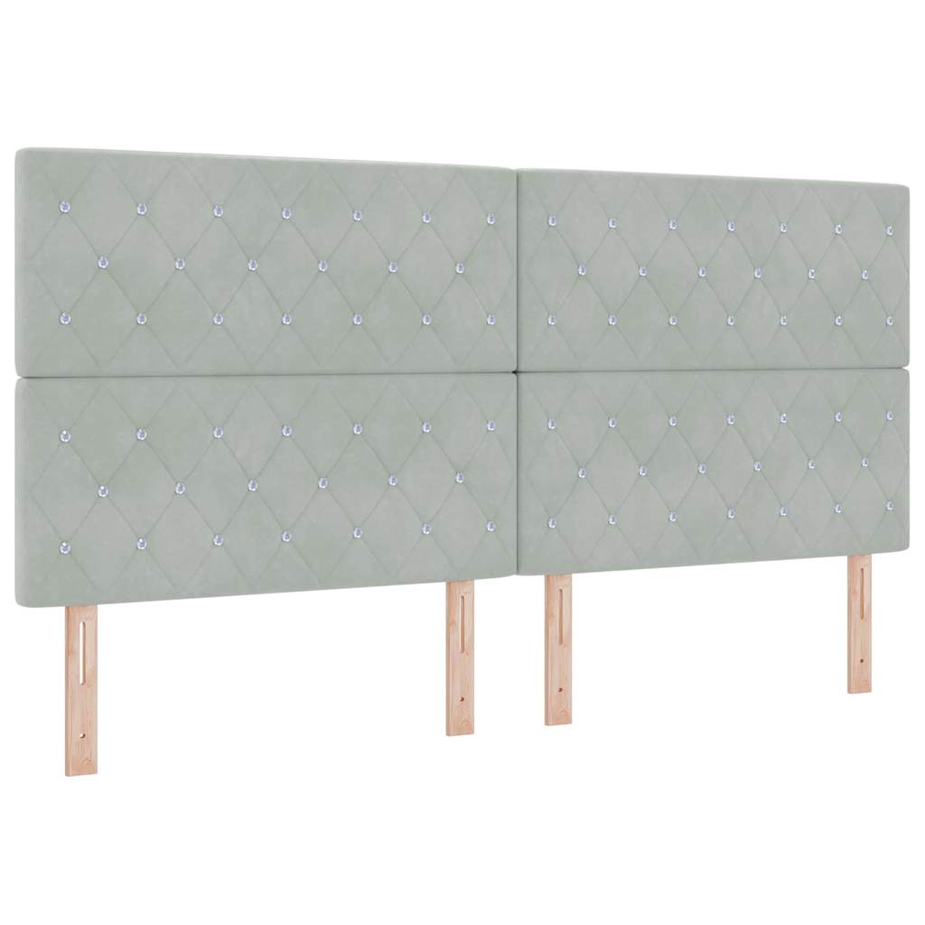 Velvet Headboard Argyle with Headboard Light grey 200 cm Velvet
