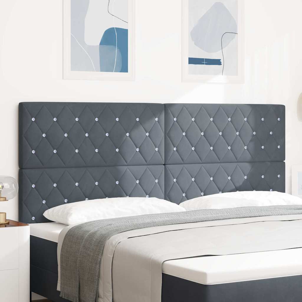 Velvet Headboard Argyle with Headboard Dark grey 200 cm Velvet