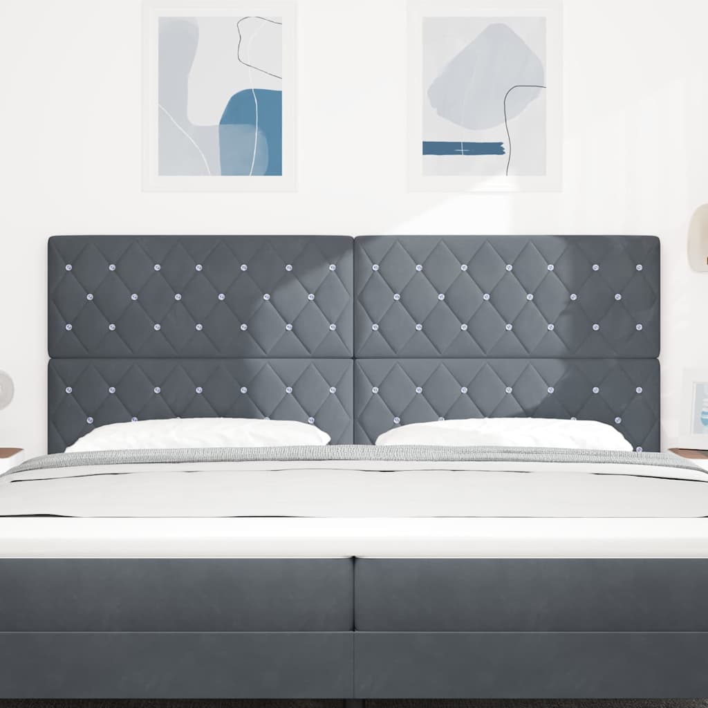 Velvet Headboard Argyle with Headboard Dark grey 200 cm Velvet