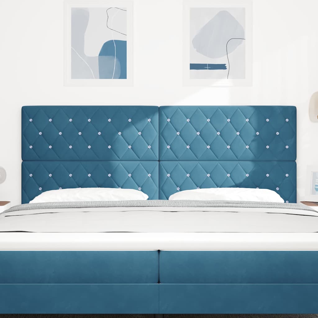 Velvet Headboard Argyle with Headboard Dark blue 200 cm Velvet