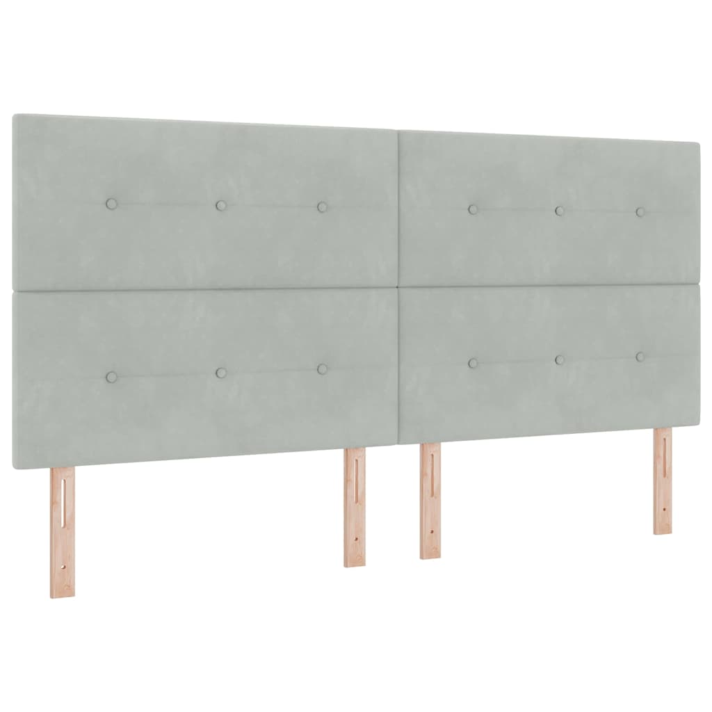 Headboard Wall-mounted with Headboard Light grey 200 cm Velvet