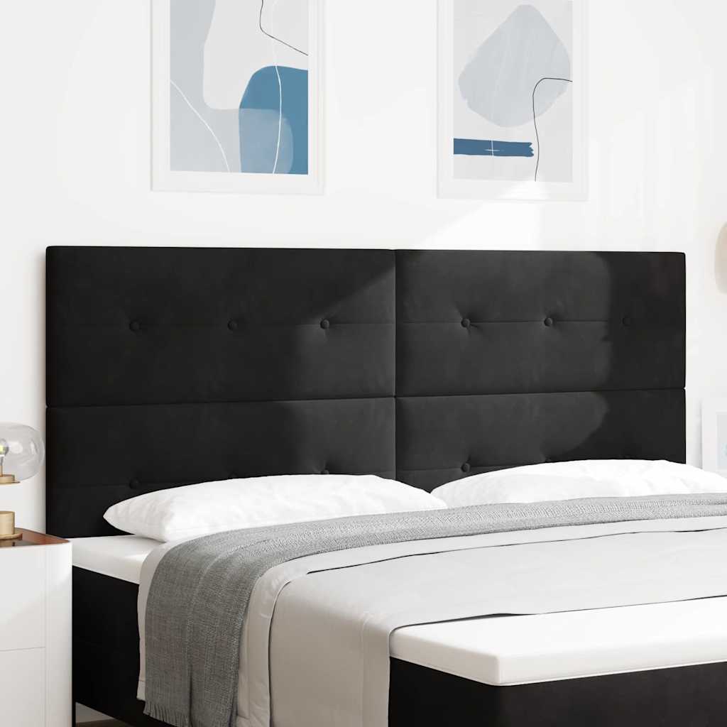 Headboard Wall-mounted with Headboard Black 200 cm Velvet