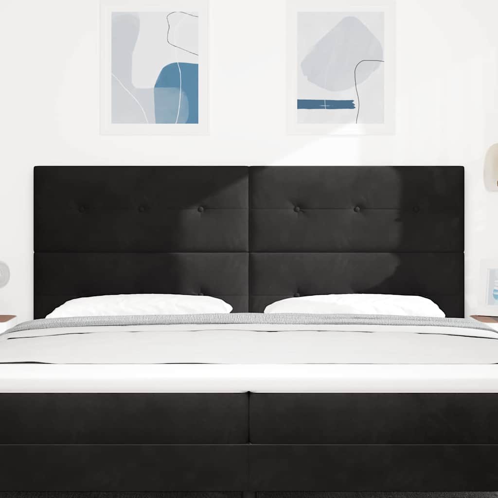 Headboard Wall-mounted with Headboard Black 200 cm Velvet