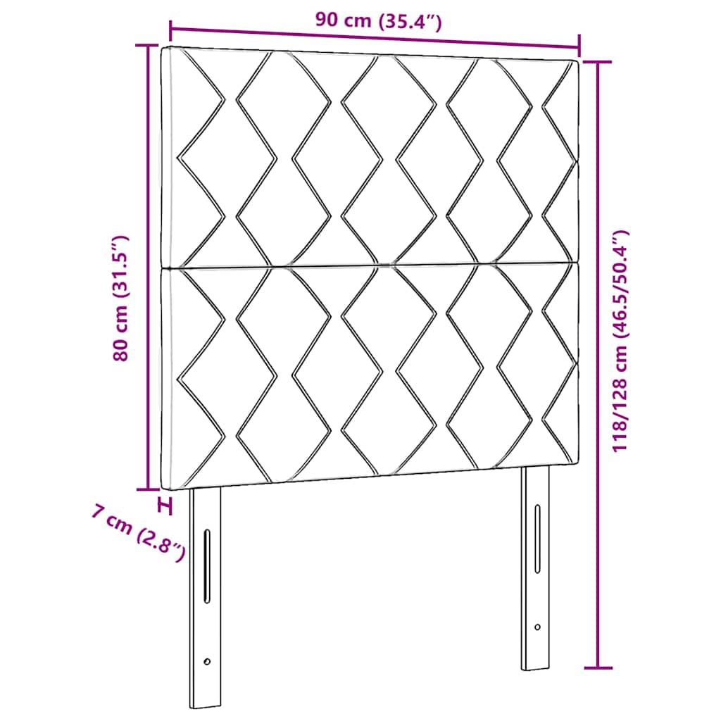 Fabric Headboard Geometric Dark brown 90 cm Fabric