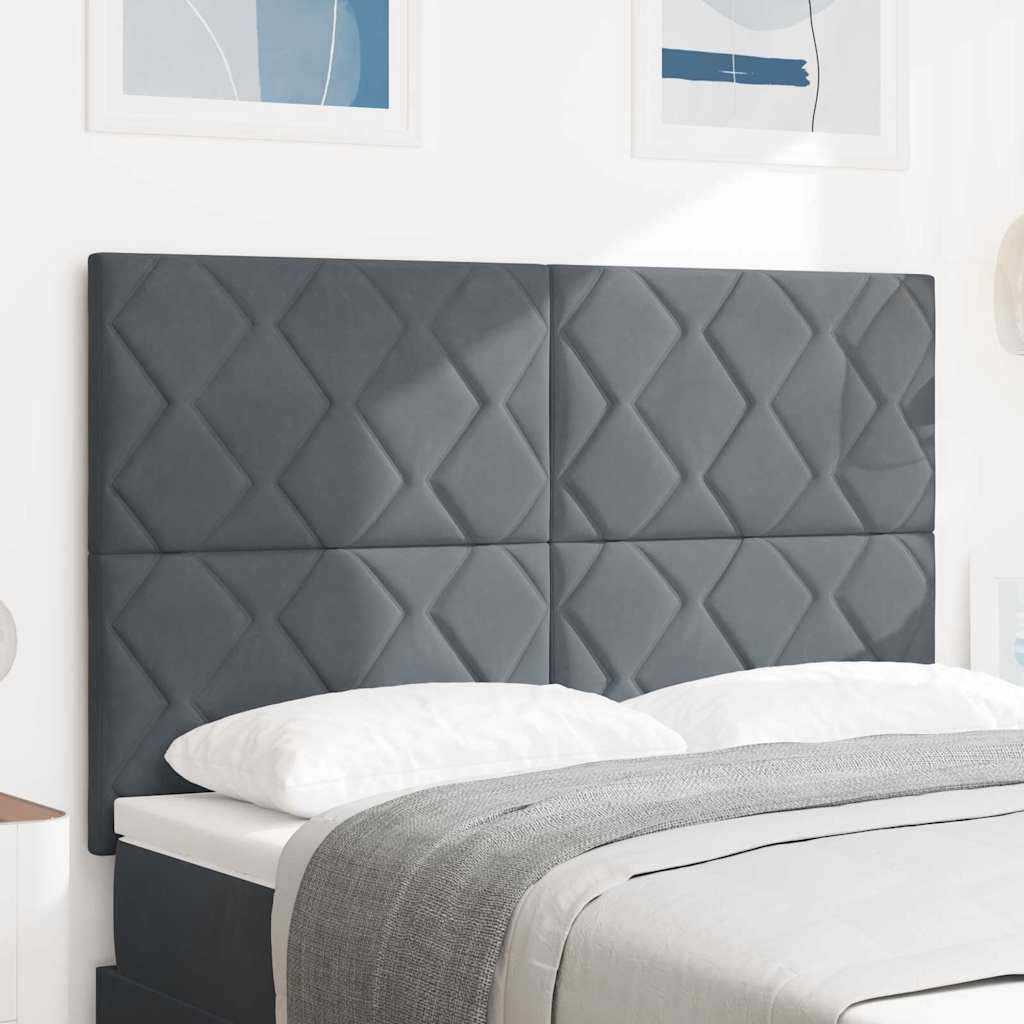 Headboard Wall-mounted Geometric Manual Dark grey 144 cm Velvet