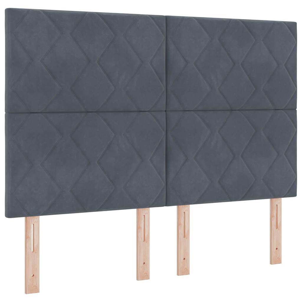 Headboard Wall-mounted Geometric Manual Dark grey 144 cm Velvet