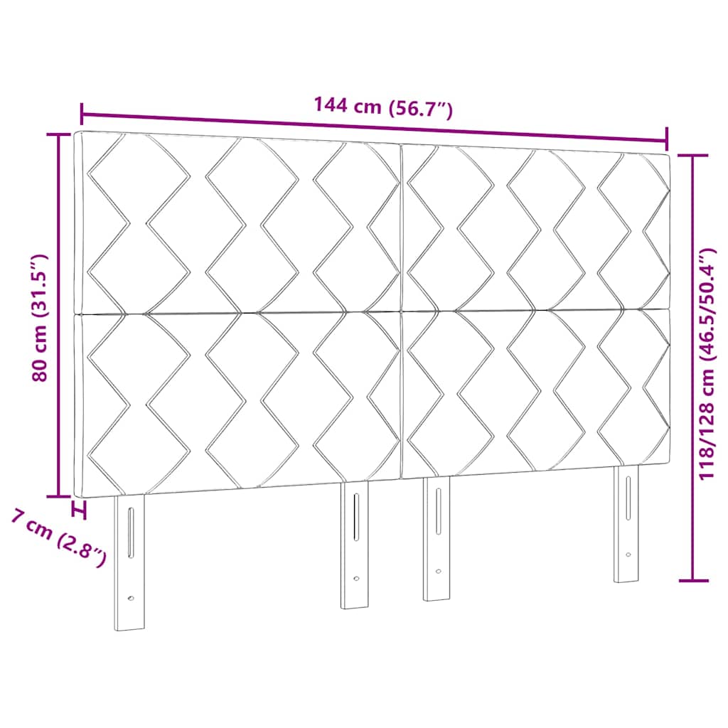 Headboard Wall-mounted Geometric Manual Dark grey 144 cm Velvet