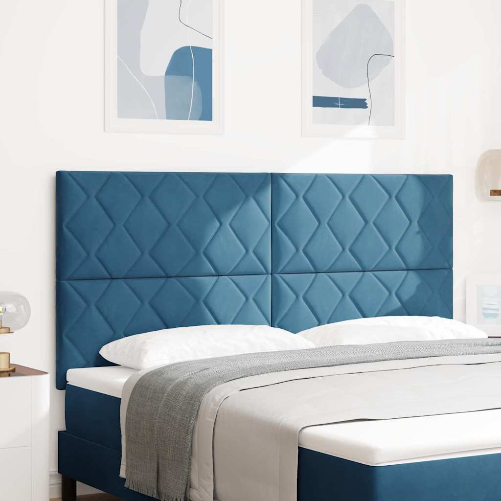 Headboard Wall-mounted Geometric Manual Dark blue 180 cm Velvet