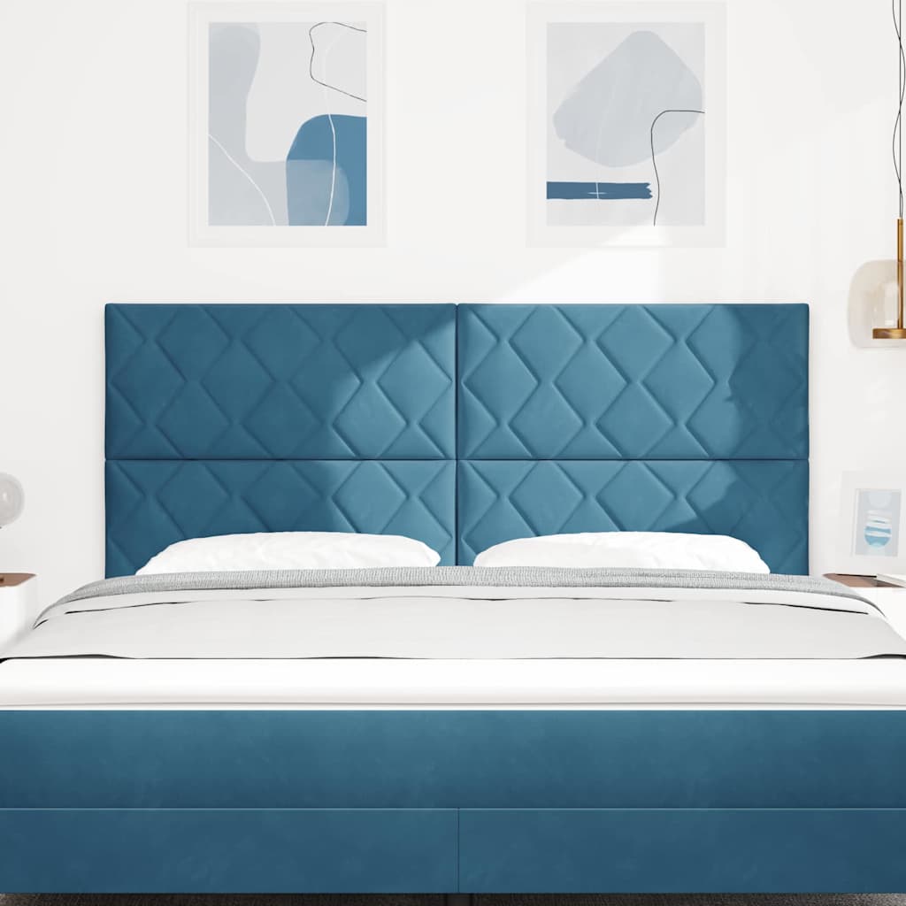 Headboard Wall-mounted Geometric Manual Dark blue 180 cm Velvet