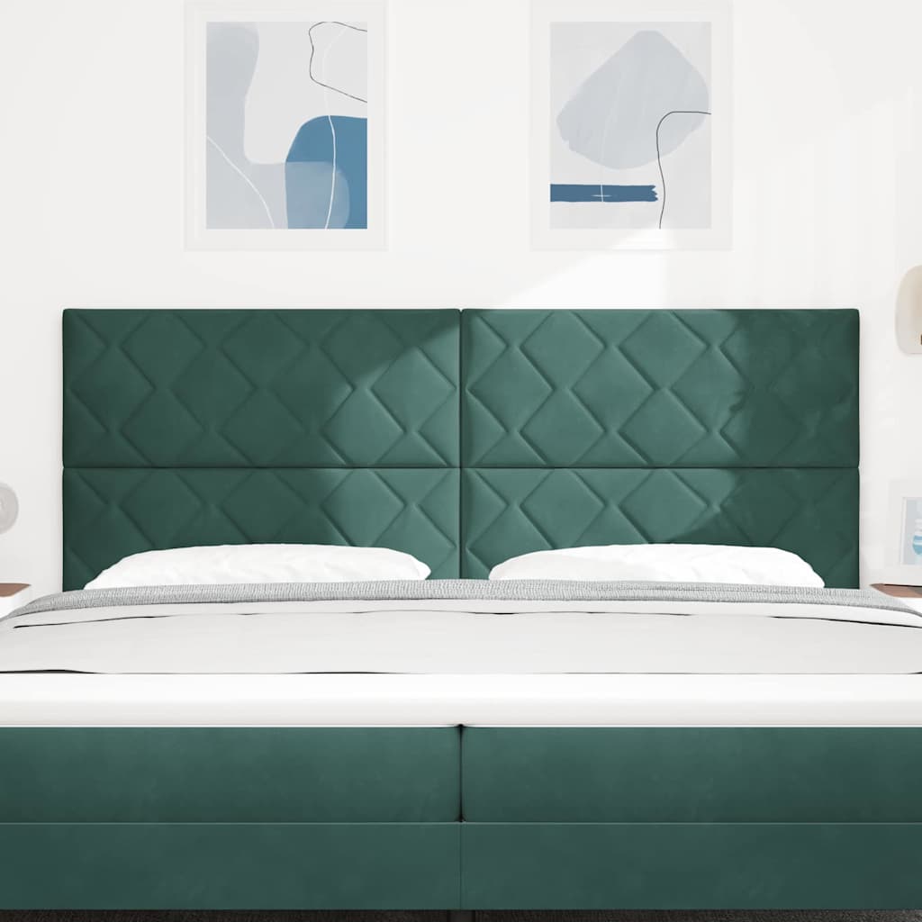 Headboard Wall-mounted Geometric Dark green 200 cm Velvet