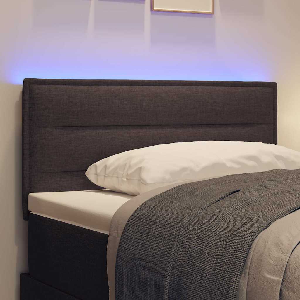 LED Headboard with LED Strip Lights Dark brown 100 cm Fabric
