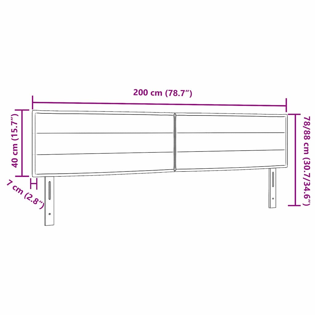 LED Headboard with LED Strip Lights Dark brown 200 cm Fabric